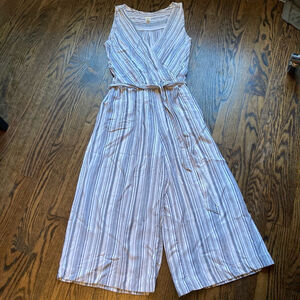 Women's Gap Striped Jumpsuit Size XS White Gray